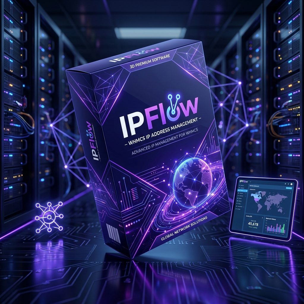 IPFlow WHMCS IP Management Software Box 3D Mockup
